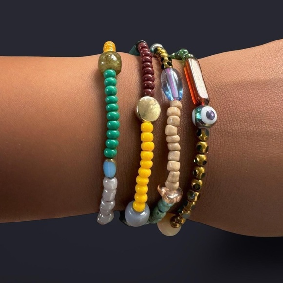 Boho Mixed Bead Bracelet Stack - 4pcs - Picture 2 of 6